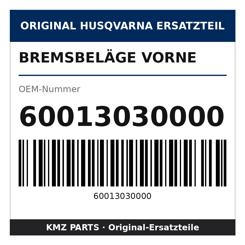 Husqvarna Original Bremsbeläge vorne 60013030000