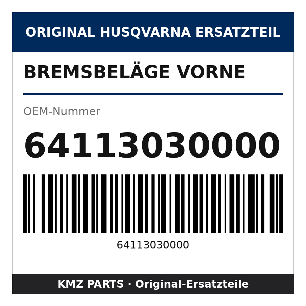 Husqvarna Original Bremsbeläge vorne 64113030000