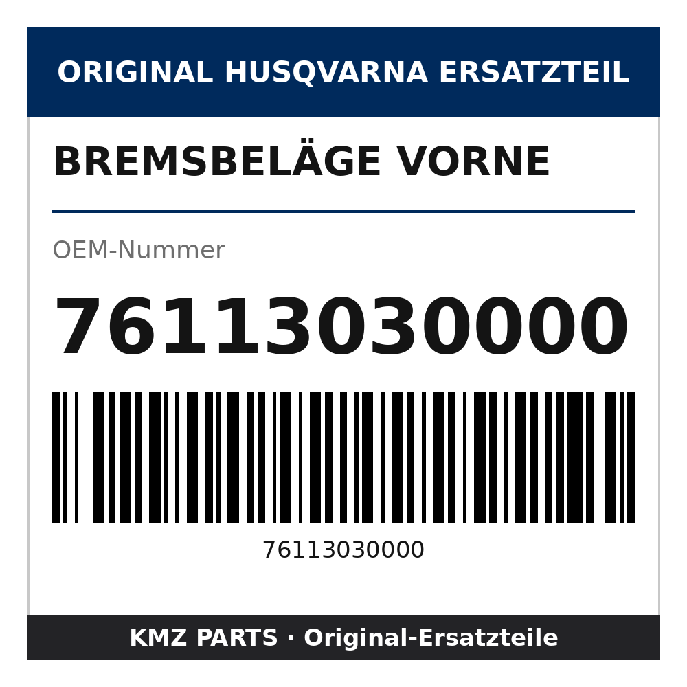 Husqvarna Original Bremsbeläge vorne 76113030000