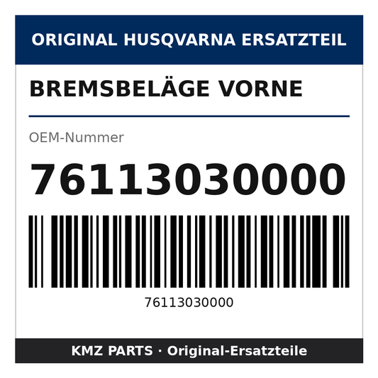 Husqvarna Original Bremsbeläge vorne 76113030000