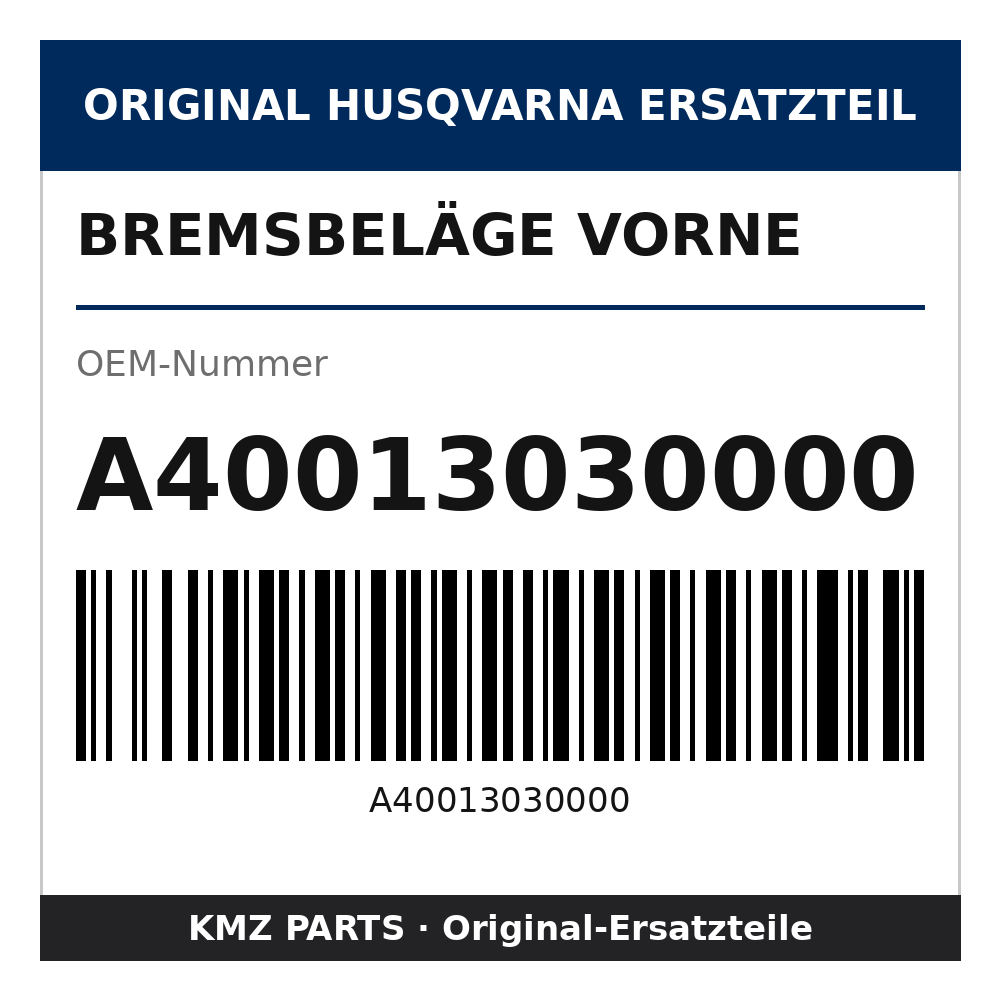 Husqvarna Original Bremsbeläge vorne A40013030000