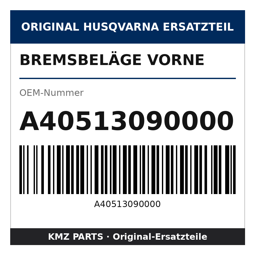 Husqvarna Original Bremsbeläge vorne A40513090000