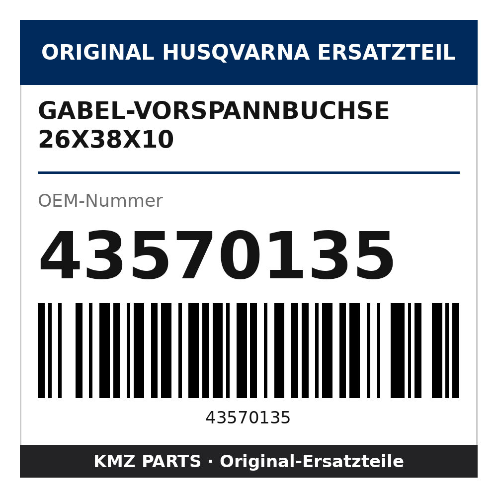Husqvarna Original Gabel-Vorspannbuchse 26x38x10 43570135