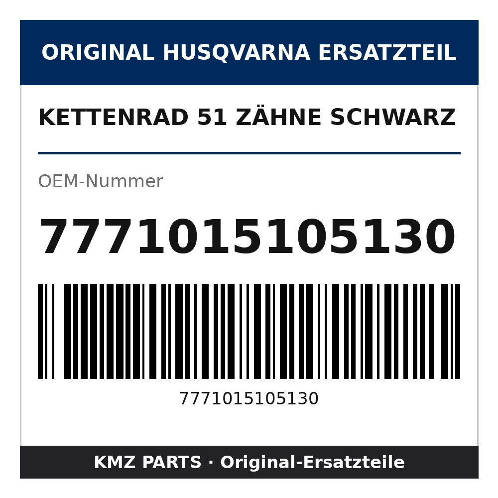 Husqvarna Original Kettenrad 51 Zähne schwarz 7771015105130