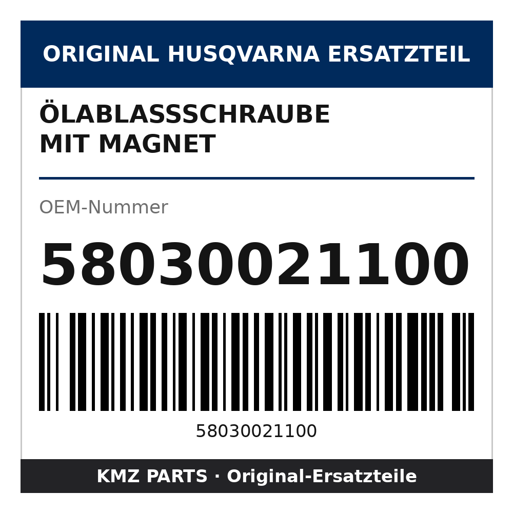 Husqvarna Original Ölablassschraube mit Magnet 58030021100