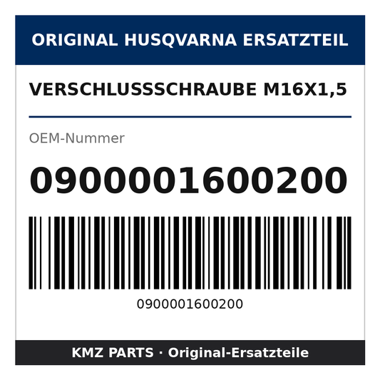 Husqvarna Original Verschlussschraube M16x1,5 0900001600200