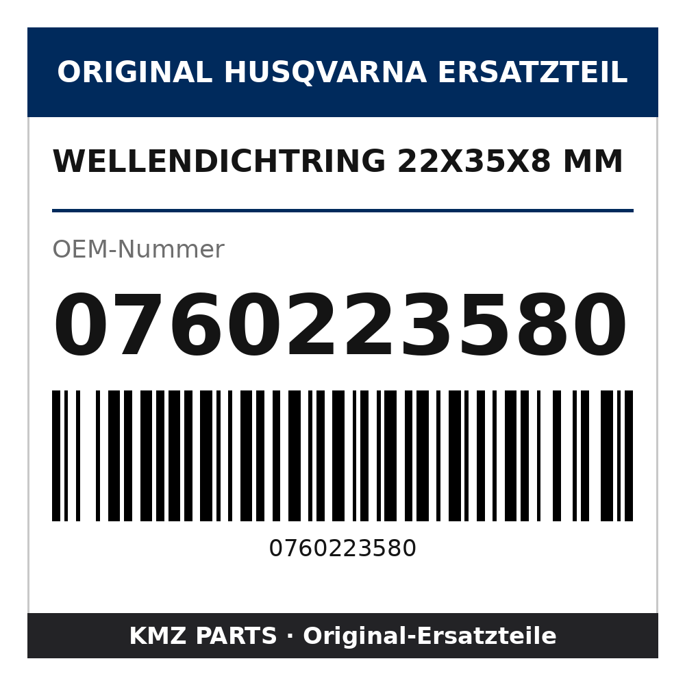 Husqvarna Original Wellendichtring 22x35x8 mm 0760223580