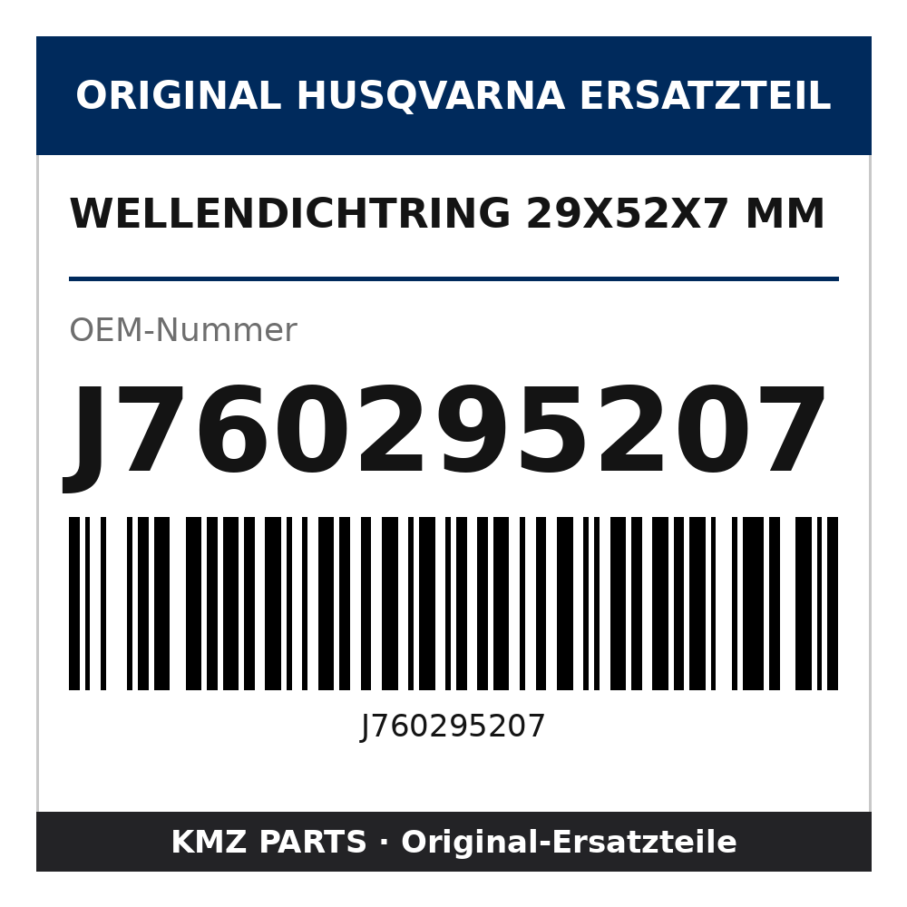 Husqvarna Original Wellendichtring 29x52x7 mm J760295207