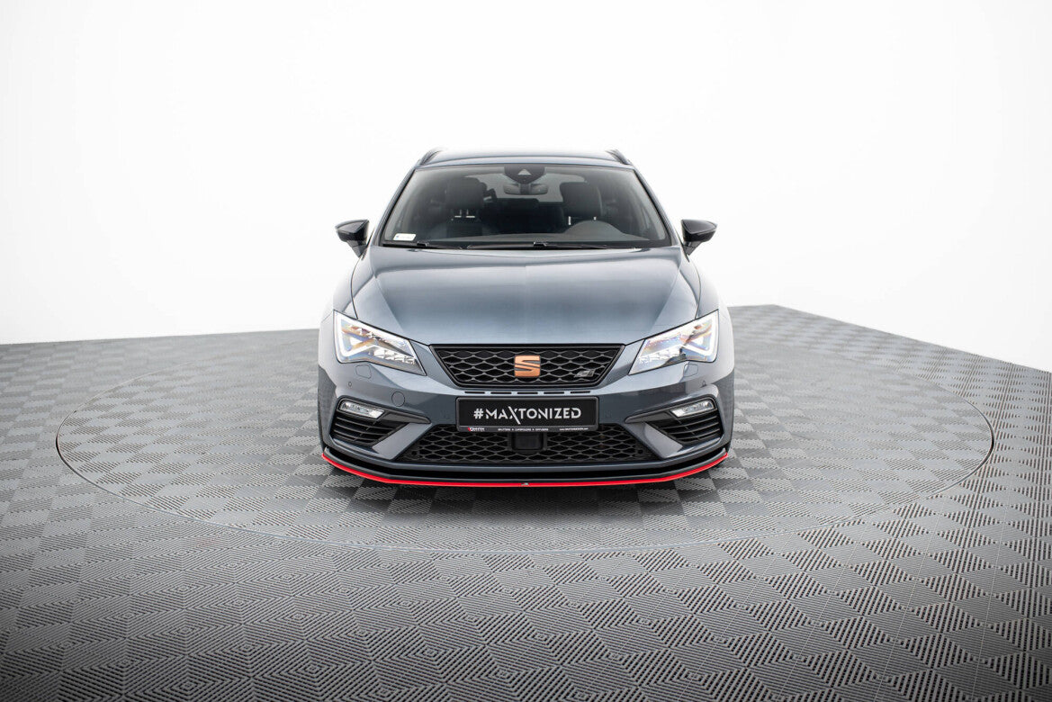 Hybrid Frontlippe V.3 passend für Seat Leon CUPRA / FR Mk3 FL schwarz+rot Hochglanz