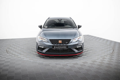 Hybrid Frontlippe V.3 passend für Seat Leon CUPRA / FR Mk3 FL schwarz+rot Hochglanz