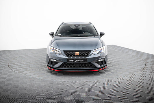 Hybrid Frontlippe V.3 passend für Seat Leon CUPRA / FR Mk3 FL schwarz+rot Hochglanz