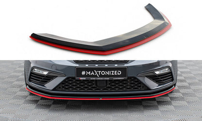 Hybrid Frontlippe V.3 passend für Seat Leon CUPRA / FR Mk3 FL schwarz+rot Hochglanz