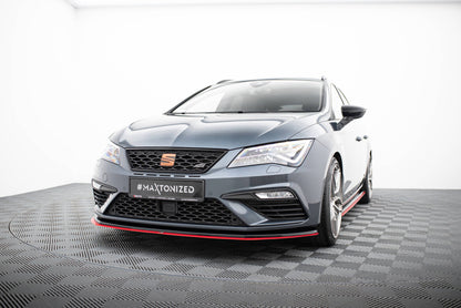 Hybrid Frontlippe V.3 passend für Seat Leon CUPRA / FR Mk3 FL schwarz+rot Hochglanz