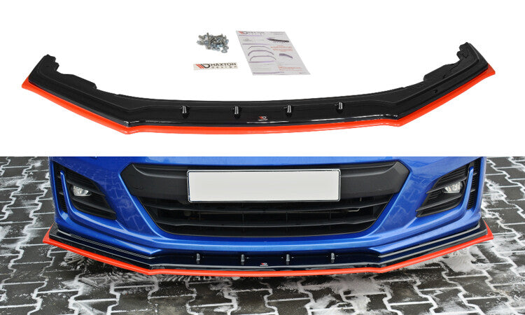 Hybrid Frontlippe V.4 passend für Subaru BRZ Mk1 FL schwarz+rot Hochglanz