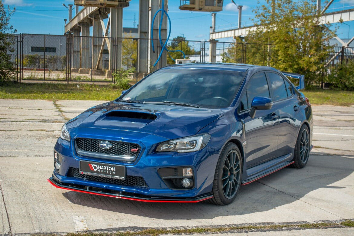 Hybrid Frontlippe V.4 passend für Subaru WRX STI schwarz+rot Hochglanz