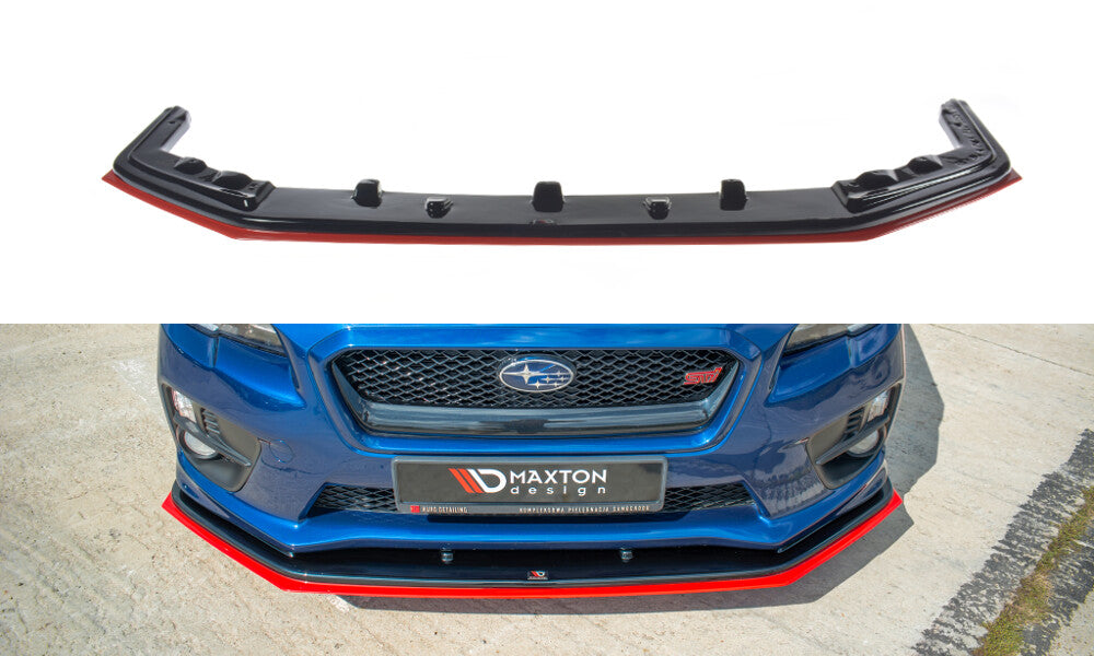 Hybrid Frontlippe V.4 passend für Subaru WRX STI schwarz+rot Hochglanz