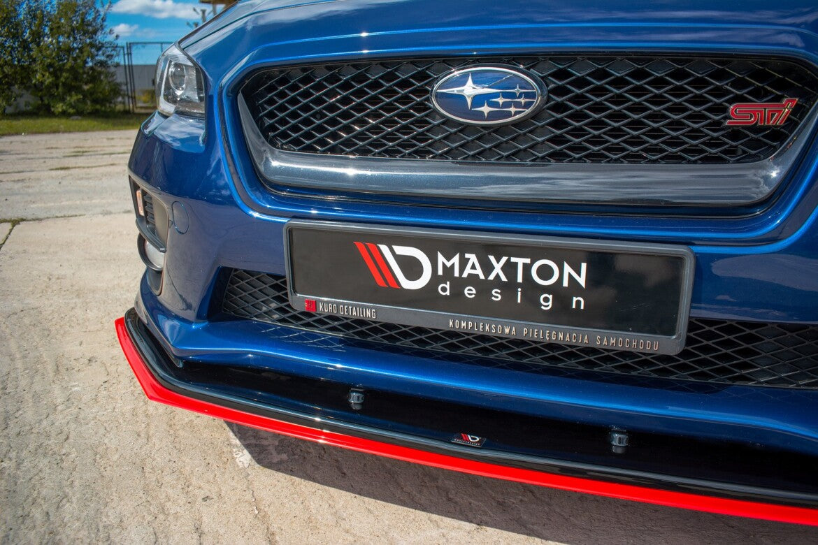 Hybrid Frontlippe V.4 passend für Subaru WRX STI schwarz+rot Hochglanz