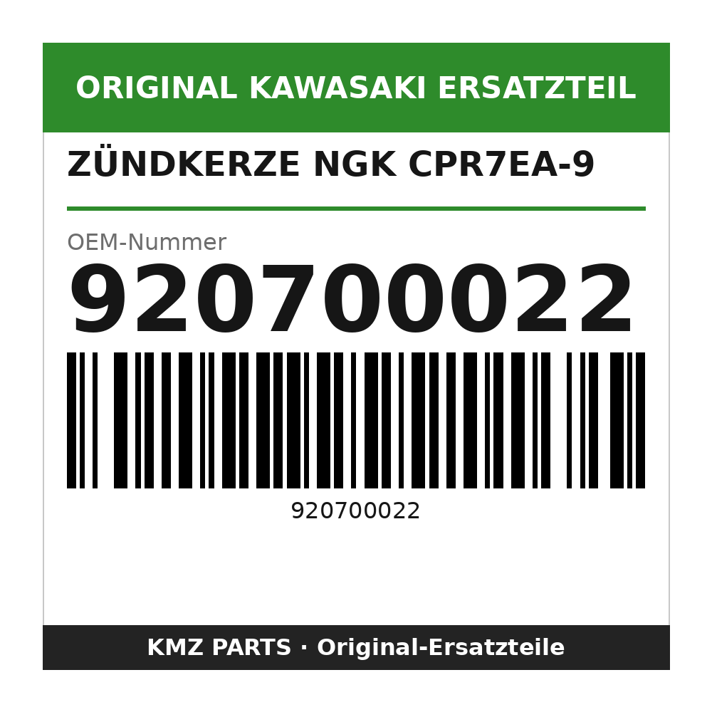 Kawasaki Zündkerze NGK CPR7EA-9 920700022