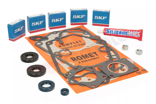 Lagersatz SKF + Simmerringen + Dichtungssatz Romet Zwei-Gang-Getriebe
