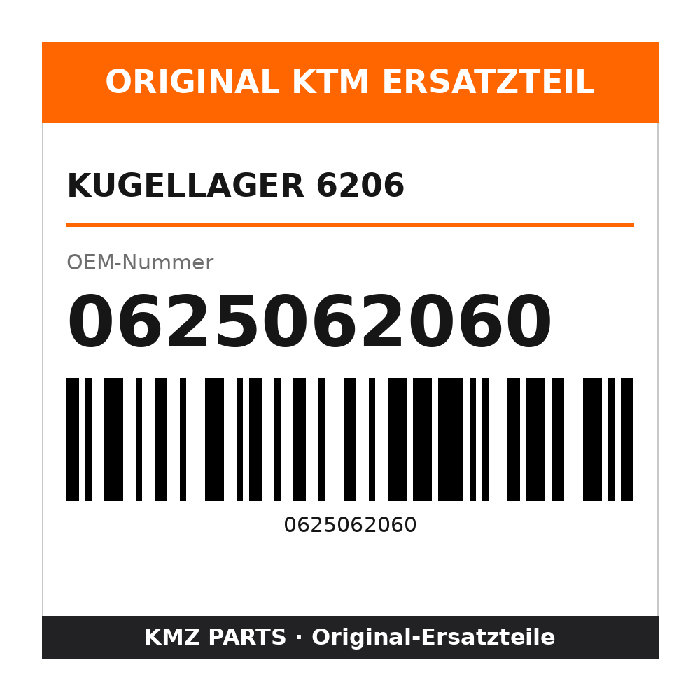 KTM Kugellager 6206 0625062060