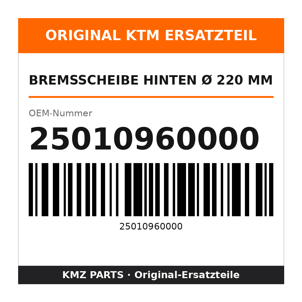 KTM Bremsscheibe hinten Ø 220 mm 25010960000