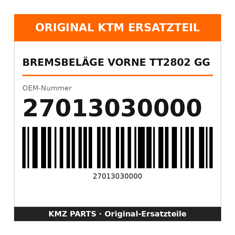 KTM Bremsbeläge vorne TT2802 GG 27013030000
