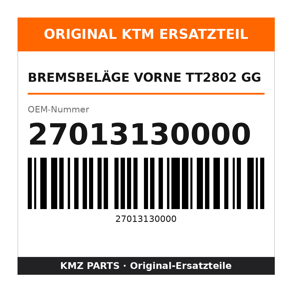 KTM Bremsbeläge vorne TT2802 GG 27013130000