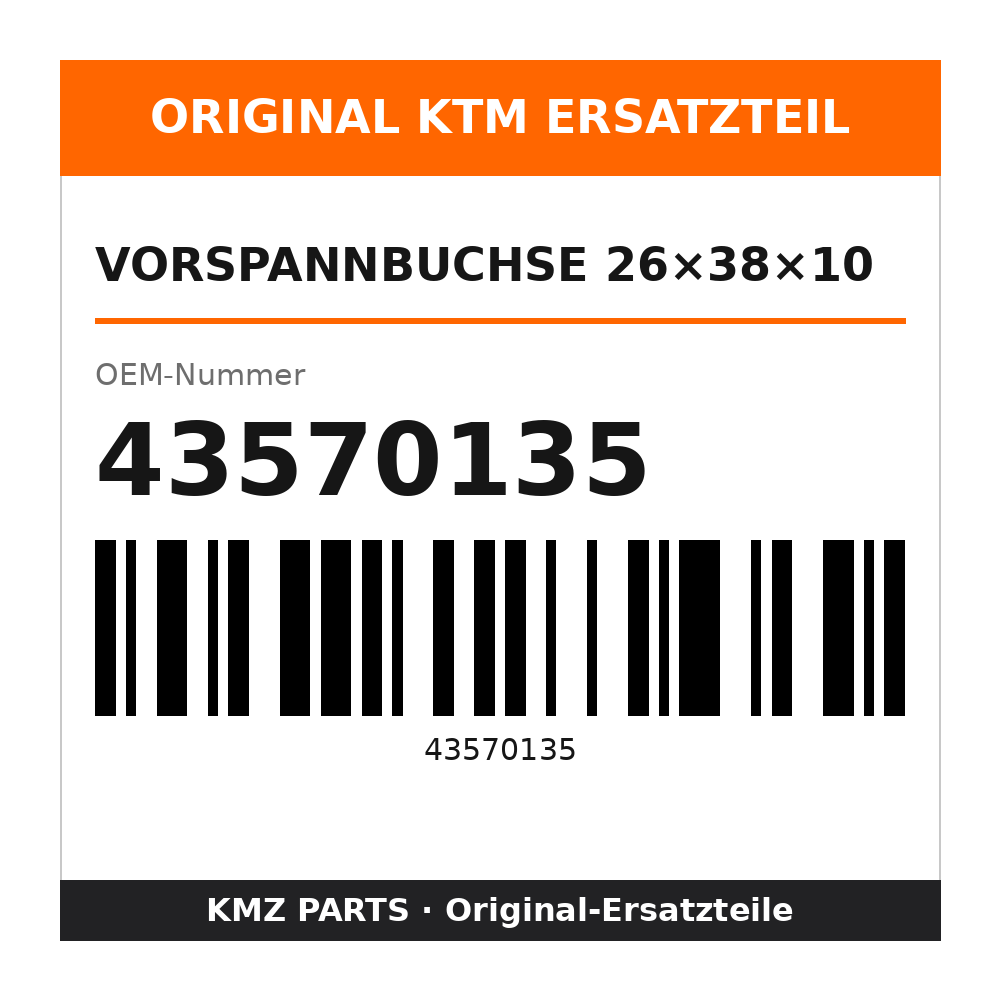 KTM Vorspannbuchse 26×38×10 43570135