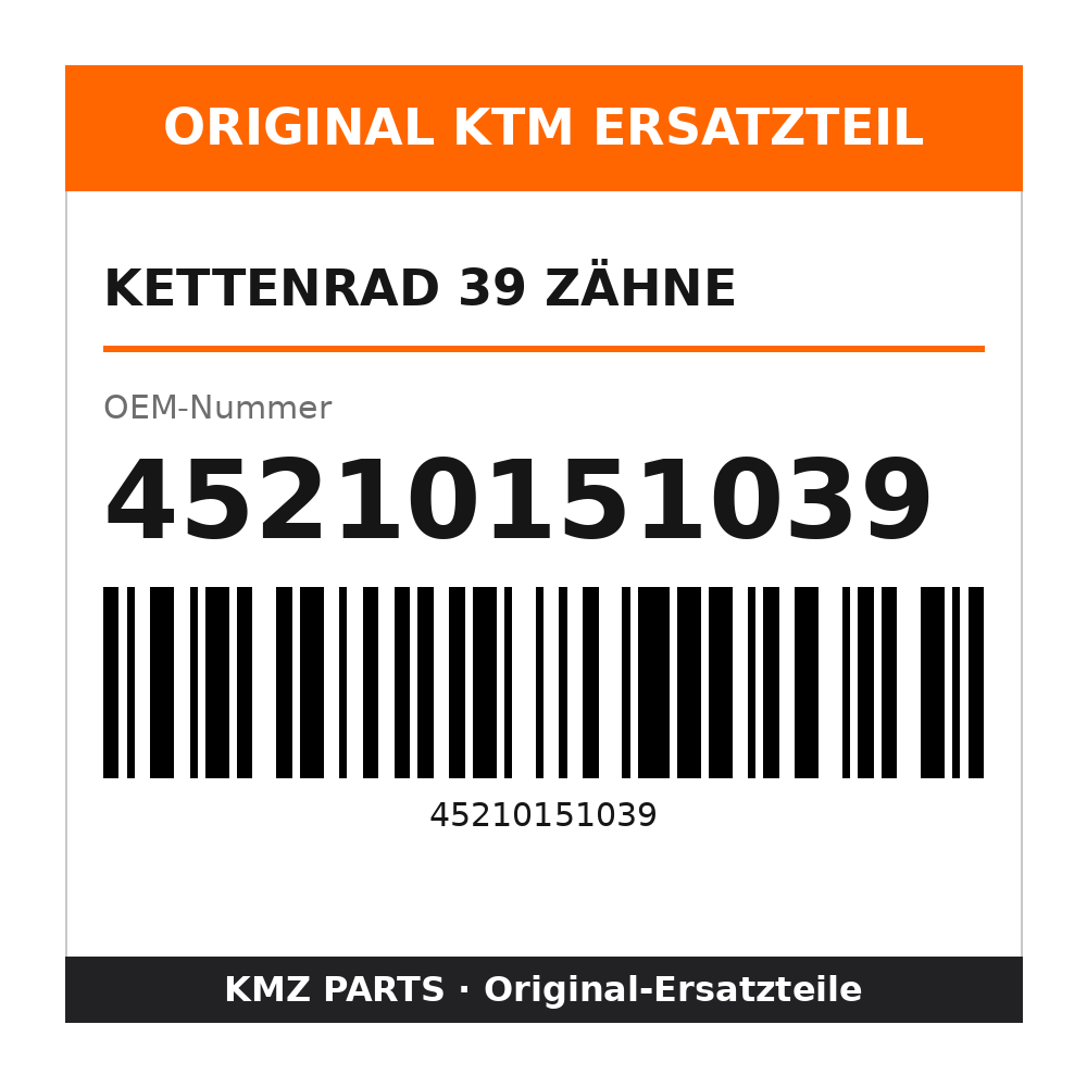 KTM Kettenrad 39 Zähne 45210151039