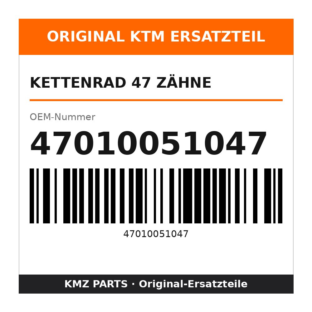 KTM Kettenrad 47 Zähne 47010051047