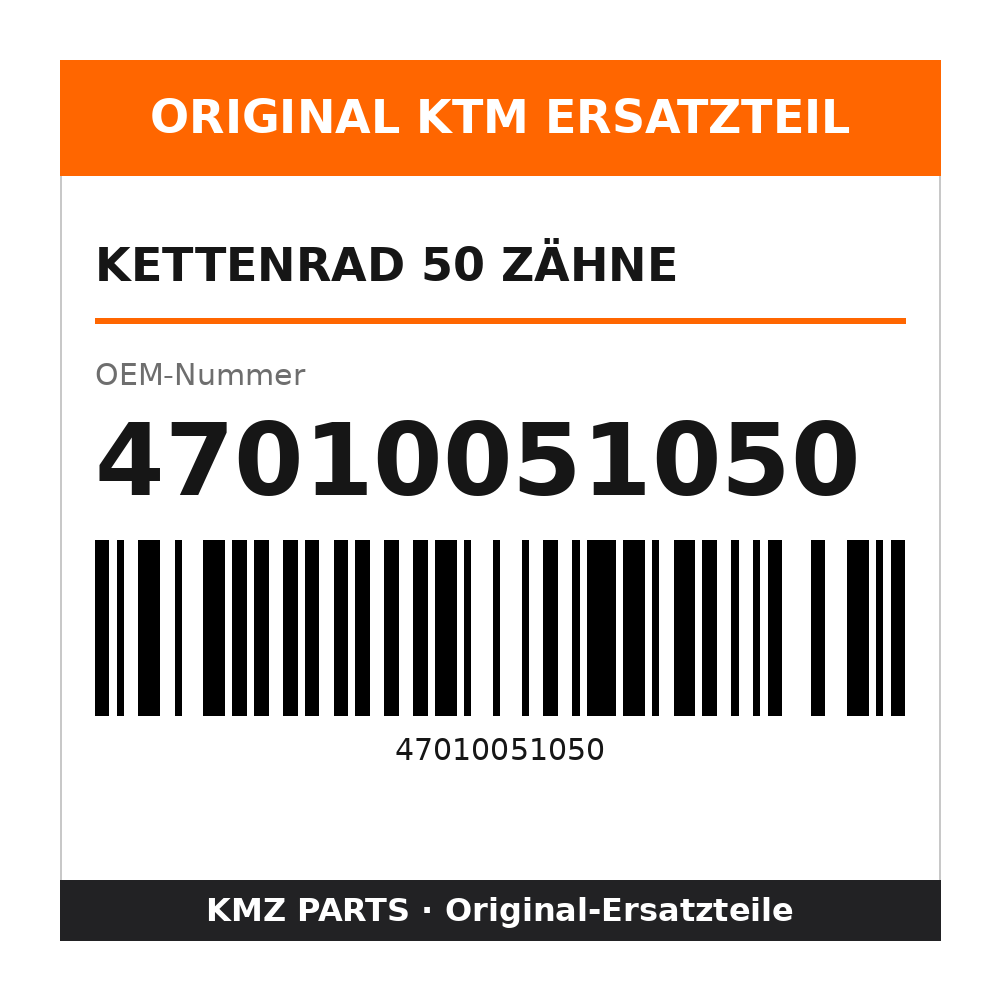 KTM Kettenrad 50 Zähne 47010051050
