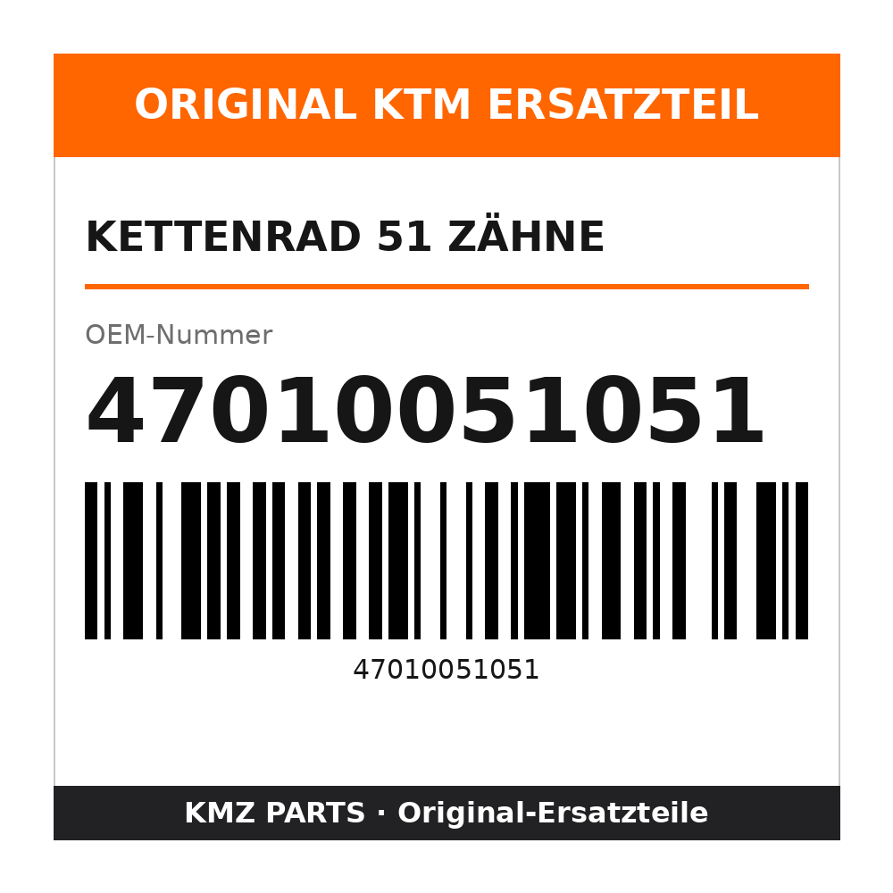 KTM Kettenrad 51 Zähne 47010051051