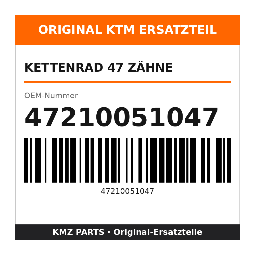 KTM Kettenrad 47 Zähne 47210051047