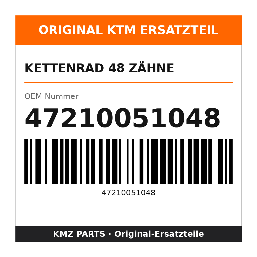 KTM Kettenrad 48 Zähne 47210051048