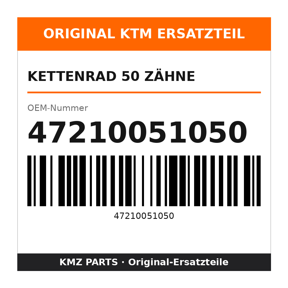 KTM Kettenrad 50 Zähne 47210051050
