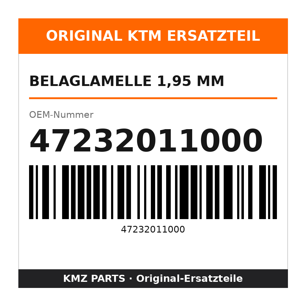 KTM Belaglamelle 1,95 mm 47232011000