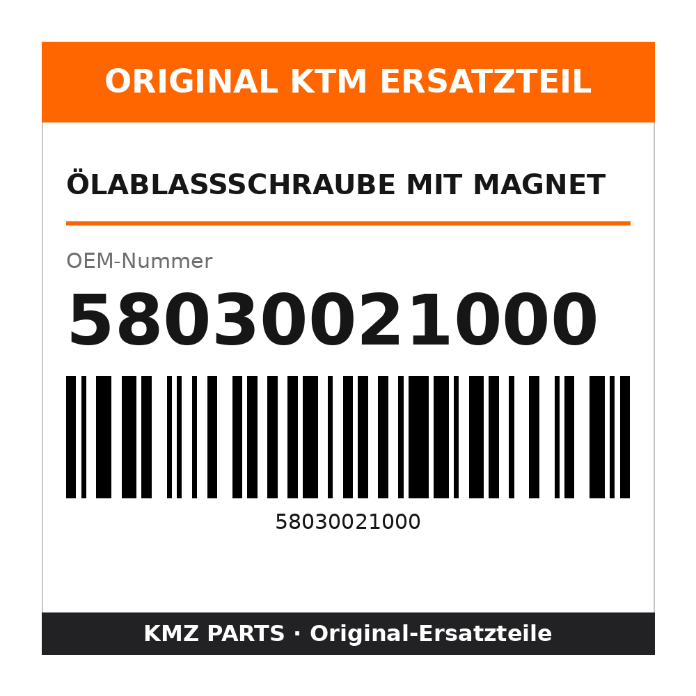 KTM Ölablassschraube mit Magnet 58030021000