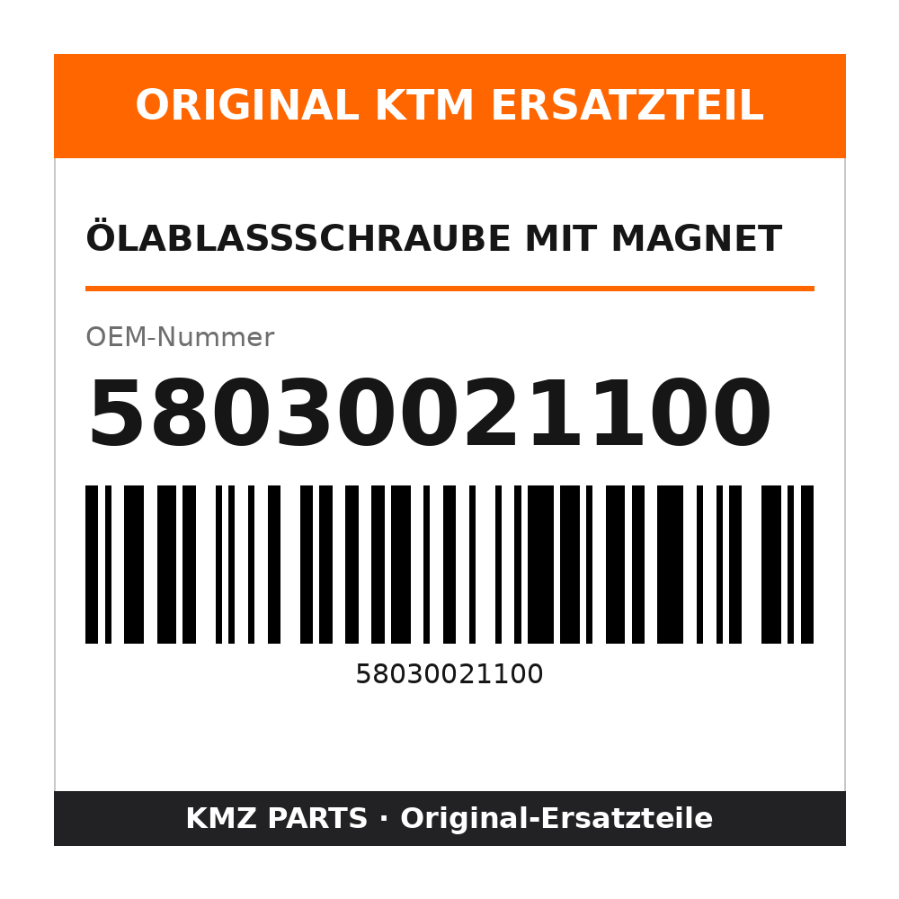 KTM Ölablassschraube mit Magnet 58030021100
