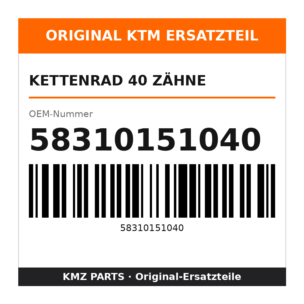 KTM Kettenrad 40 Zähne 58310151040