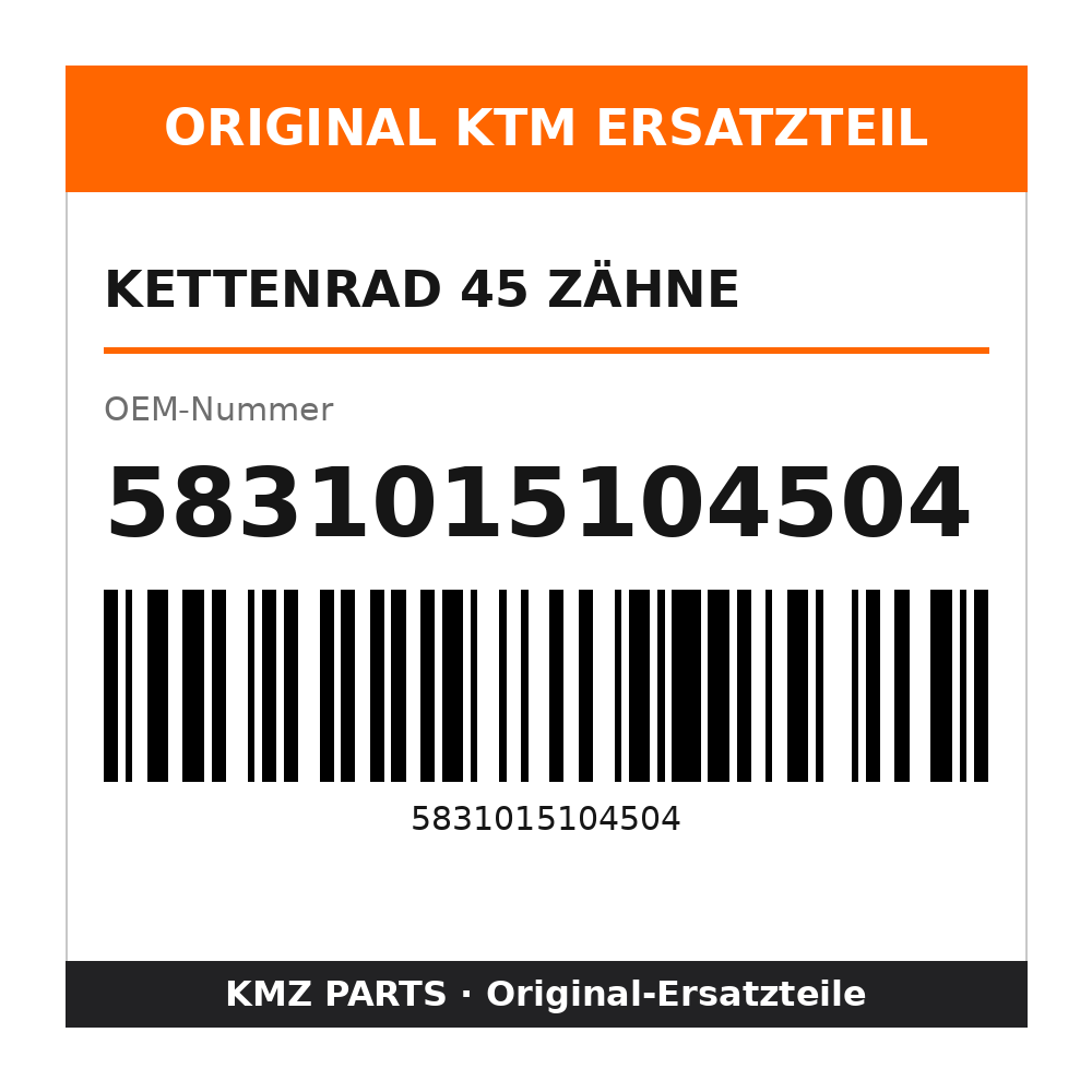 KTM Kettenrad 45 Zähne 5831015104504