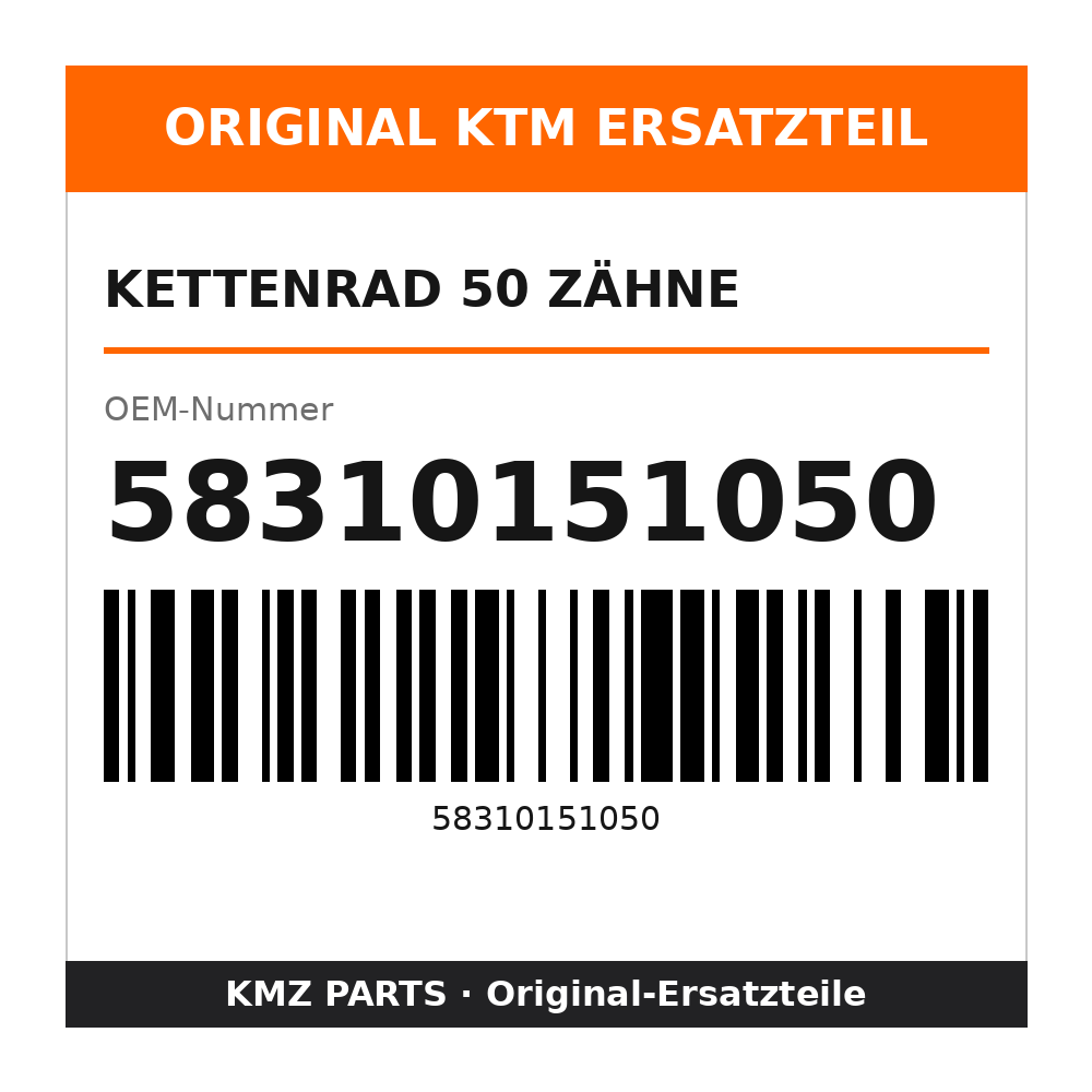 KTM Kettenrad 50 Zähne 58310151050
