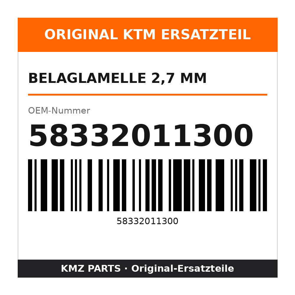 KTM Belaglamelle 2,7 mm 58332011300