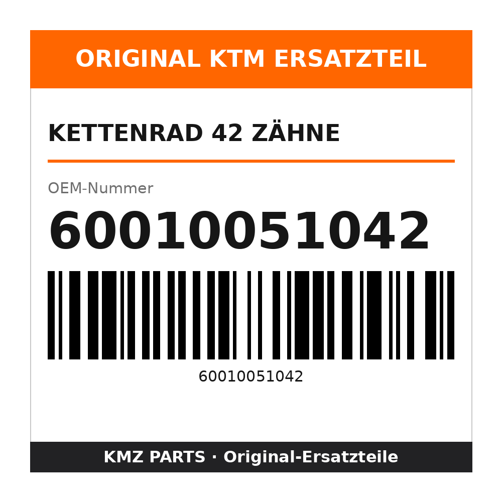 KTM Kettenrad 42 Zähne 60010051042