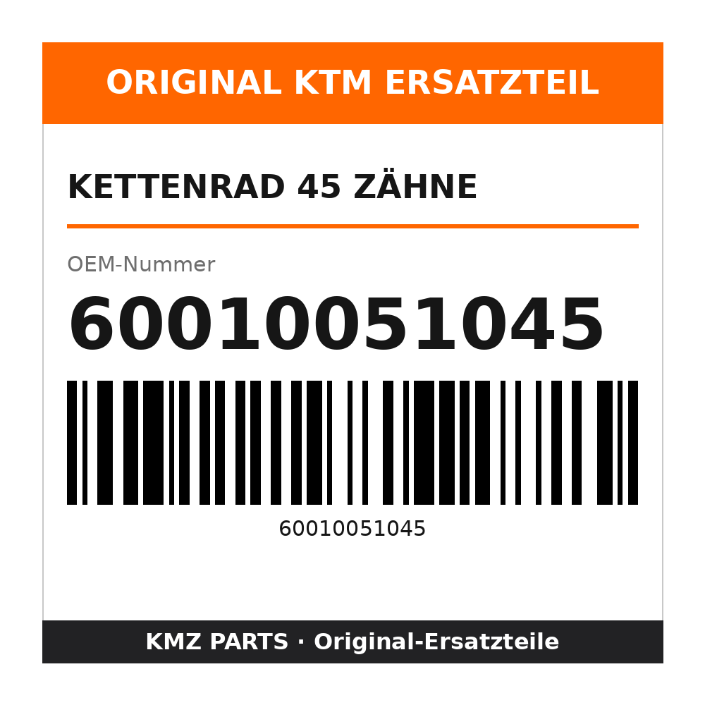 KTM Kettenrad 45 Zähne 60010051045