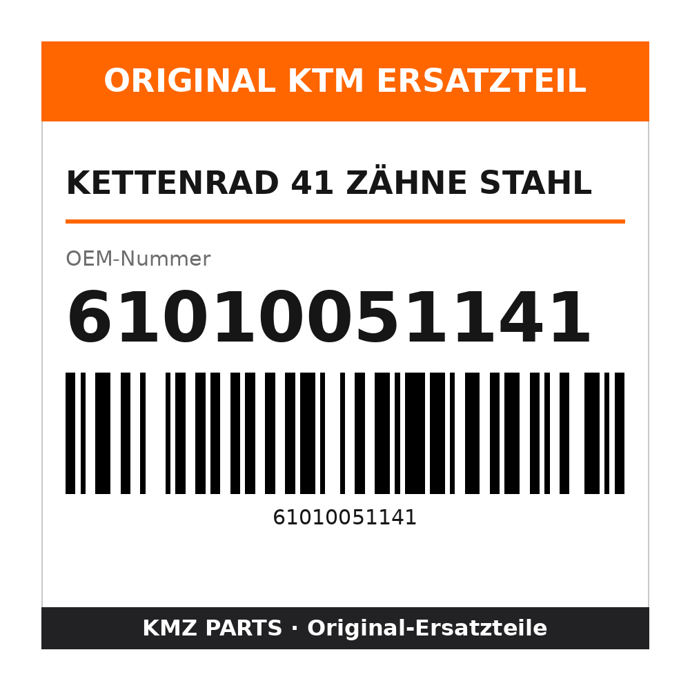 KTM Kettenrad 41 Zähne Stahl 61010051141