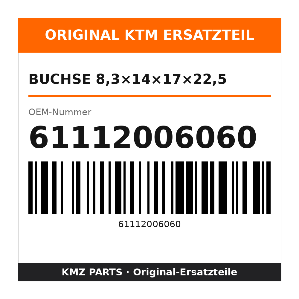 KTM Buchse 8,3×14×17×22,5 61112006060