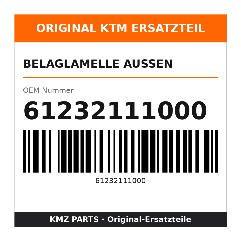 KTM Belaglamelle außen 61232111000