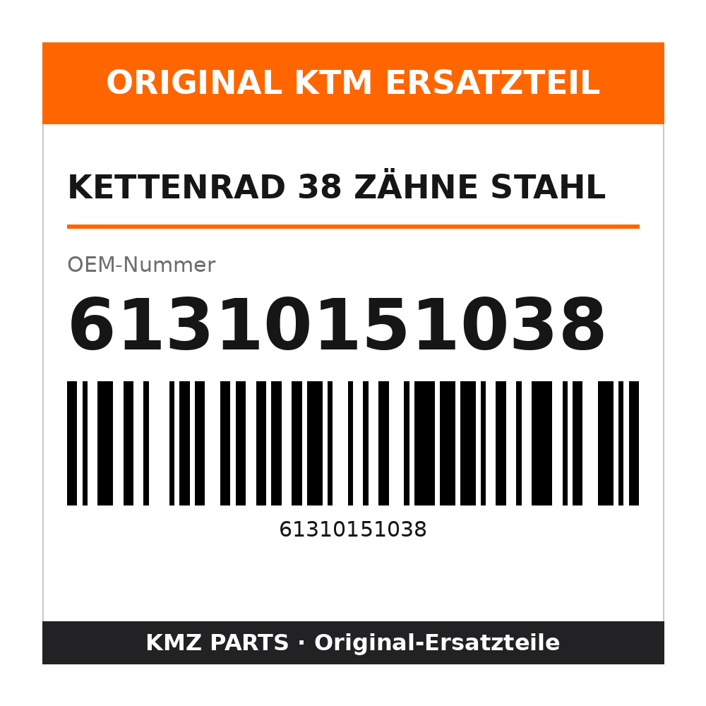 KTM Kettenrad 38 Zähne Stahl 61310151038