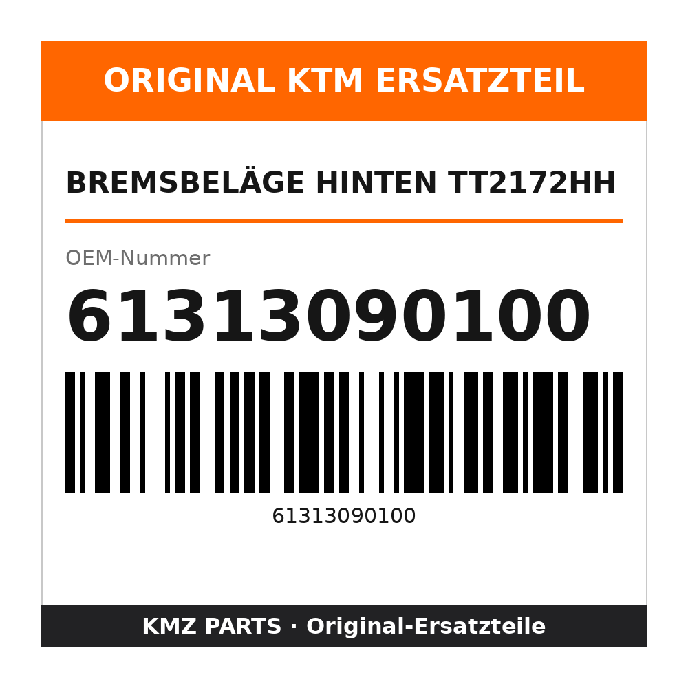 KTM Bremsbeläge hinten TT2172HH 61313090100