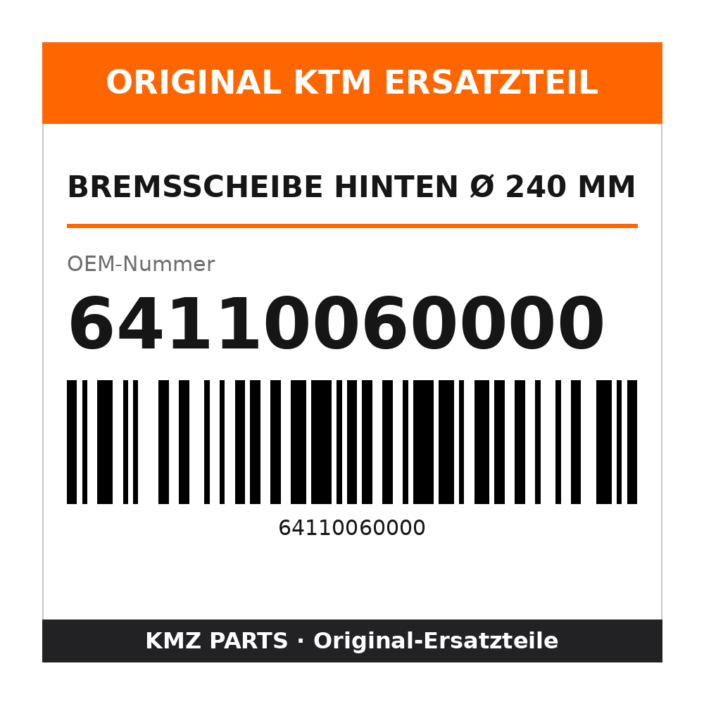 KTM Bremsscheibe hinten Ø 240 mm 64110060000